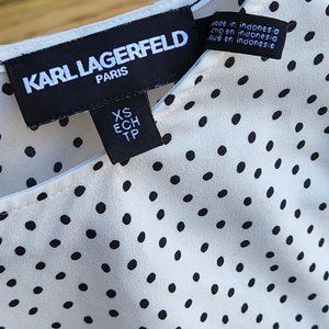 ⚡️Karl Lagerfeld fun polka dot print, 3/4 Length tiered ruffle sleeves blouse